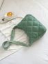 Quilted Hobo Bag Green Zipper Medium