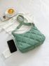 Quilted Hobo Bag Green Zipper Medium