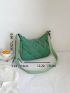 Quilted Hobo Bag Green Zipper Medium