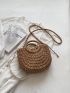 Flower Decor Straw Bag Drawstring Design For Beach