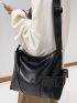 Minimalist Hobo Bag Medium Black Unisex