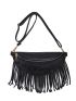 Medium Waist Bag Solid Color Fringe Decor