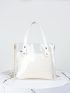 Clear PVC Square Bag Chain Strap With Straw Inner Pouch For Vacation