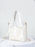 Clear PVC Square Bag Chain Strap With Straw Inner Pouch For Vacation