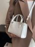 Mini Chevron Pattern Square Bag Beige Fashionable Double Handle For Daily