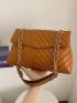 New Brown Quilted Zippered Shoulder Strap Women's Fashion Shoulder Bag Oblique Shoulder Bag