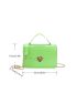 New Green Alligator Pattern Heart Shaped Buckle Chain Shoulder Strap Women's Handbag