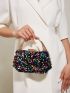 Mini Colorful Box Bag Sequins Decor Top Handle Glamorous For Party