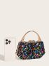 Mini Colorful Box Bag Sequins Decor Top Handle Glamorous For Party