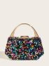 Mini Colorful Box Bag Sequins Decor Top Handle Glamorous For Party