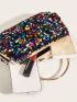 Mini Colorful Box Bag Sequins Decor Top Handle Glamorous For Party