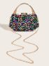 Mini Colorful Box Bag Sequins Decor Top Handle Glamorous For Party