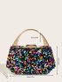 Mini Colorful Box Bag Sequins Decor Top Handle Glamorous For Party