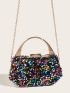 Mini Colorful Box Bag Sequins Decor Top Handle Glamorous For Party