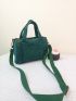 Mini Square Bag Dark Green Double Handle For Daily