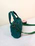 Mini Square Bag Dark Green Double Handle For Daily