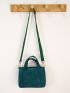 Mini Square Bag Dark Green Double Handle For Daily