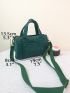 Mini Square Bag Dark Green Double Handle For Daily