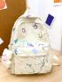 Medium Classic Backpack Letter Pattern Adjustable Strap With Bag Charm For School