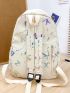 Medium Classic Backpack Letter Pattern Adjustable Strap With Bag Charm For School