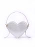 Small Heart Shape Novelty Bag Funky Metallic Top Handle For Daily