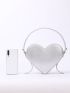 Small Heart Shape Novelty Bag Funky Metallic Top Handle For Daily