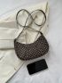 Geometric Pattern Hobo Bag Studded Decor Small