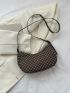 Geometric Pattern Hobo Bag Studded Decor Small