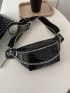 Fashion Casual Universal Solid Color Crocodile Chain Crossbody Chest Bag Fanny Pack