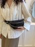 Fashion Casual Universal Solid Color Crocodile Chain Crossbody Chest Bag Fanny Pack