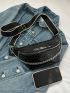 Fashion Casual Universal Solid Color Crocodile Chain Crossbody Chest Bag Fanny Pack