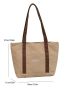 Letter Patch Shoulder Tote Bag Colorblock Double Handle For Daily