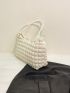 White Hobo Bag Ruched Detail Top Handle For Daily