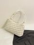 White Hobo Bag Ruched Detail Top Handle For Daily