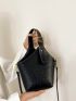 Crocodile Embossed Bucket Bag Mini Black