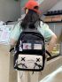 5pcs Backpack Set Colorblock Classic Backpack Shoulder Tote Bag Square Bag Pencil Case With Badges For School