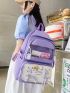 5pcs Backpack Set Colorblock Classic Backpack Shoulder Tote Bag Square Bag Pencil Case With Badges For School