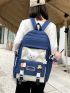 5pcs Backpack Set Colorblock Classic Backpack Shoulder Tote Bag Square Bag Pencil Case With Bag Charm For School