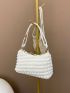 White Hobo Bag Ruched Detail Top Handle For Daily