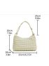 White Hobo Bag Ruched Detail Top Handle For Daily