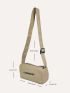 Letter Pattern Square Bag Khaki Unisex Adjustable Strap For Daily