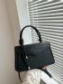 Small Square Bag Elegant Black Flap Adjustable-strap