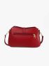 Quilted Shoulder Bag Buckle Decor PU Red