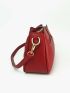 Quilted Shoulder Bag Buckle Decor PU Red