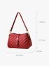 Quilted Shoulder Bag Buckle Decor PU Red