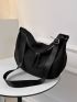 Zip Front Hobo Bag Casual Black