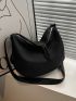 Zip Front Hobo Bag Casual Black