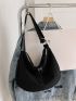 Zip Front Hobo Bag Casual Black