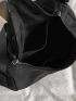 Zip Front Hobo Bag Casual Black