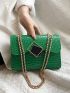 Mini Square Bag Crocodile Embossed Flap PU